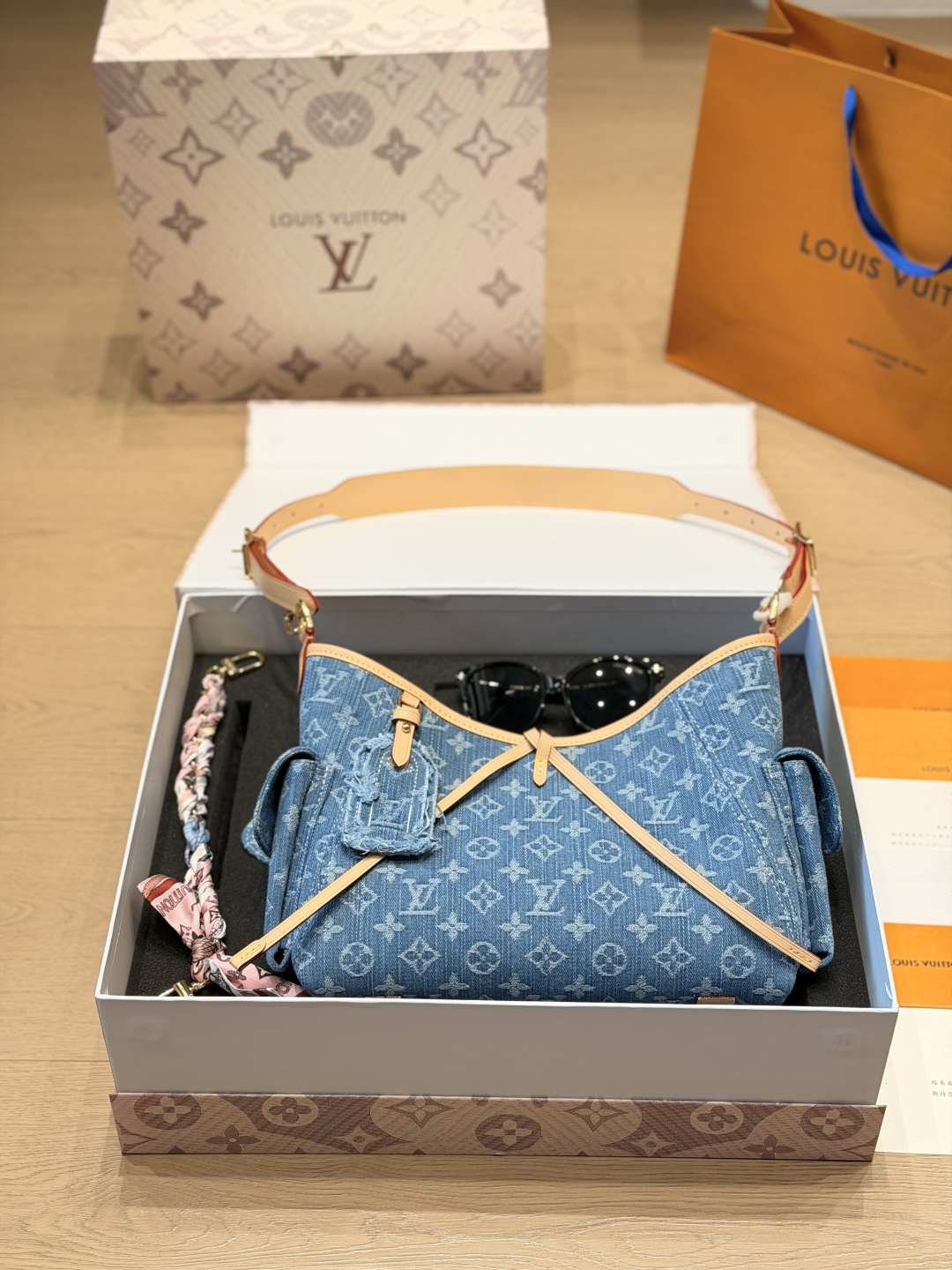 Louis Vuitton LV Carryall Handbag Denim Canvas